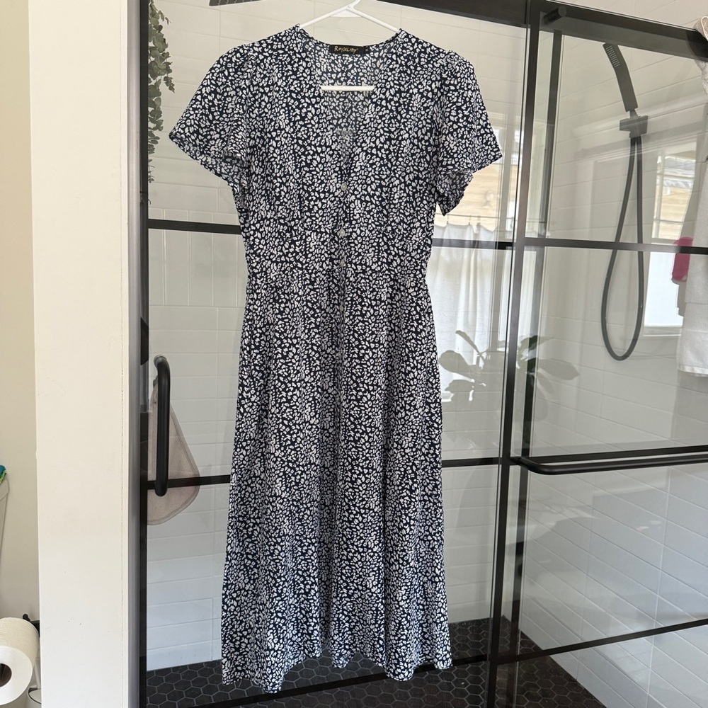 Floral Print Navy Dress